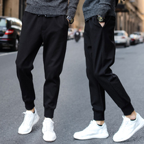 men's fashionable autumn winter fleece Korean style slim fit sports pants all match sweatpants