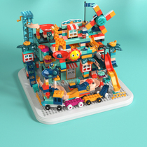 Fei Le big particle electric track slide children Lego building block 1 Assembly puzzle 2 intelligence toys 3-6 years old 5