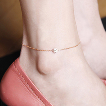 Temperament simple 18k rose gold anklet single diamond anklet womens fine chain accessories Korean fashion jewelry does not fade