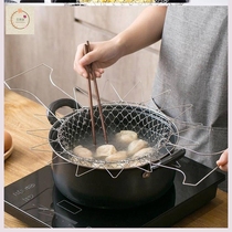 Fried stuff oil leak rack frying net frying basket folding frying blue folding stainless steel filter oil leak mesh frying frame