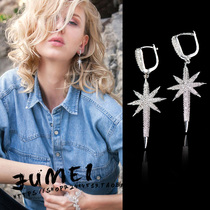 European and American Long Stars Earnail Female s925 Pure Silver Temperament South Korea Personality Fashion Famous Yuan Earrings Earrings Anti-Allergy