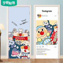 Cartoon whole door sticker wooden door refurbished waterproof childrens room kindergarten wardrobe sticker wall sticker self-adhesive