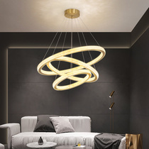 Nordic living room lamp compound building large chandelier modern simple dining hall lamp ring bedroom creative personality stair chandelier