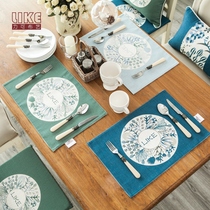 Fabric student table mat table tea table mat double insulation American vintage Chinese Western placemas printing hipster