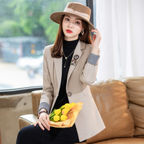 Almond suit coat female autumn and winter 2021 new Korean style casual pop - suit suit womens tops