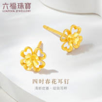 Liu Fu Jewelry Gold Stud Earrings Four Seasons Spring Flower Fully Golden Stud Earrings Buckle Women's Earrings Price GDG50070