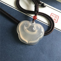 Natural white chalcedony lock pendant jade Ruyi lock pendant for men and women auspicious neck ornaments