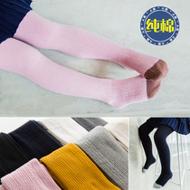  Spring and autumn new childrens pantyhose pure cotton color girls baby bottoming socks 3-5-7-9-12 years old warm socks
