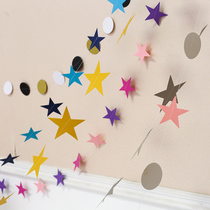 Pentagonal Stars Pull Peanuts Day Party Decorations 100 Days of Dress Supplies Background Wall Arrangement Pull Flags Stars Pull Flowers