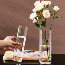 Nordic minimalist modern transparent small flower bottle pendulum with dining room table floral suit water-raised flower floral glass adornment