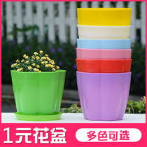Potted Plant Green Lori Round Flower Pot Clear Cabin Large Caliber Plastic Thickened Resin Multi-Meat Home Flower Pots With Trays