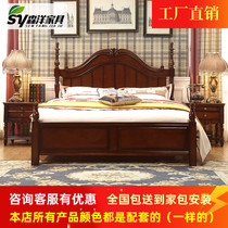 1.5m 1.8m American Princess Girl Roman Column Bedroom Deluxe Double High Box Pneumatic Oak Solid Wood Bed