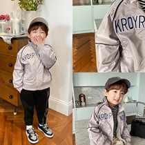 Shrimp paste hemp boys fleece jacket autumn and winter style 2022 new baby foreign style childrens lamb velvet baseball uniform tide
