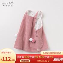 David Bella childrens clothing girls dress autumn children corduroy belt skirt baby Foreign lovely princess dress