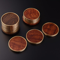 Rosewood inlaid copper tea cup mat Insulation mat Japanese tea Ceremony spare parts Creative wooden cup holder Zen Kung Fu tea set
