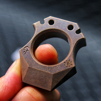 Red horse titanium alloy single finger tiger EDC bronze self-defense wine Kai weapon self-defense defense equipment Self-defense portable broken window