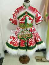 2019 new performance dance suit cut paper girl performance Costume Ethnic Dance Group Dance Short dress to be made