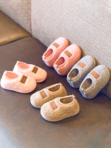 Babu childrens cotton slippers autumn and winter boys and girls childrens non-slip treasure bags and home indoor hair dragging children