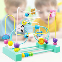 Baby woody animal wrap around Pearl Puzzle Intellectual String Beads Kid Wooden 6-12 months Early teaching children Toys