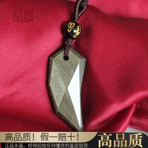 Natural obsidian Spike pendant canine tooth necklace simple obsidian crystal necklace for boyfriend gift