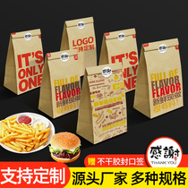 Eat Rice Food Packaging Kraft Paper Bag Disposable Greaseproof Paper Bag Burger Packed Paper Bag Takeaway Packaging Bag