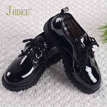 JHBEE Kids Boys Piano Performance Suit Leather Shoes Flower Boys Show Host English Style Black Leather Shoes