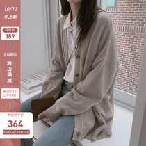 Lazy wind knitted cardigan womens autumn 2021 loose wear Japanese retro loose Joker sweater coat women
