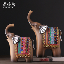 Southeast Asia lucky feng shui elephant ornaments resin imitation wood home living room cafe porch decorations creative gifts