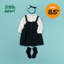 Girls black and white Korean version of the suit spring new childrens little girl baby sundress shirt two-piece spring and autumn tide