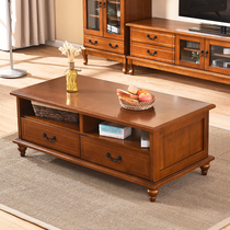 Solid wood coffee table modern minimalist home table small apartment American country retro tea table European furniture refurbishment
