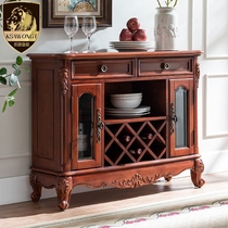 Dining side cabinet American wine cabinet Kitchen guest foyer cupboard European-style solid wood tea cabinet Simple entrance retro locker