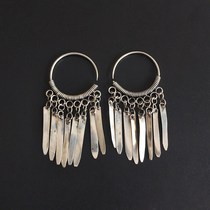 Full 99 Guizhou ethnic style retro minority earrings traditional handmade Miao silver tassel ear hanging
