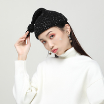 NOME starry flower gauze witch knit hat female winter Joker casual wool cap thickened warm and cold hat