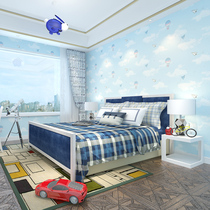 Cute cartoon childrens room boys and girls bedroom wallpaper pink 3d warm green sky blue wallpaper non-woven fabric