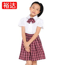 Yuda Shenzhen primary school uniform Spring and summer dress Performance suit Performance suit Short sleeve shirt Short skirt collar flower