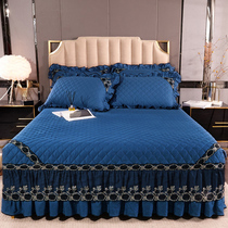 European cotton padded bed skirt Single piece cotton plus cotton skirt bed sheet bedspread thickened lace edge bed cover non-slip