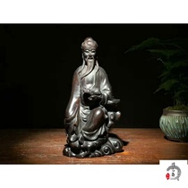 Antique folk crafts ebony carving Taoist figures ornaments