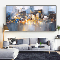 Pure hand-painted oil painting abstract gray city night living room modern sofa background decorative painting corridor aisle hanging painting