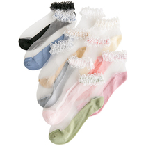 Socks female lace flower edge Net Red Crystal socks shallow deodorant ns tide summer thin transparent spring and autumn gauze