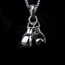 Fitness jewelry Boxing champion titanium steel boxing gloves Pendant Boxing gloves Necklace Pendant Keychain Mens trendy accessories