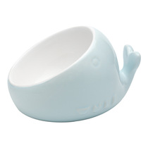 Woo-mile animal series ceramic Pet Bowl easy to clean small whale shaped cat bowl ceramic pet food basin