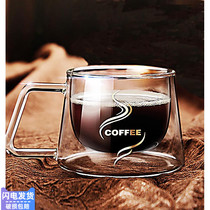 Capuccino Cup Double Coffee Cup Home Heat Resistant High Boron Silicon Glass Coffee Cup With Handle Mark Cup Delivery Spoon