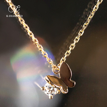 kkidamond 10 single drill small butterfly diamond round pendant gold studded diamond necklace jewellery
