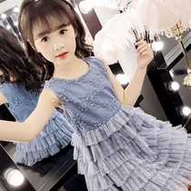 Baby lace dress 2020 summer new girls childrens clothing childrens cake puffy gauze skirt