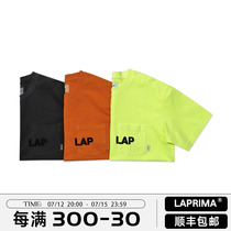 LAPRIMA Lap Pocket Washed Tee fluorescent color loose wax-dyed washed short sleeve T-shirt