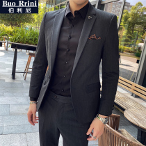 Suit mens suit set leisure slim Korean trend handsome fried Street yuppie small suit high-end British style
