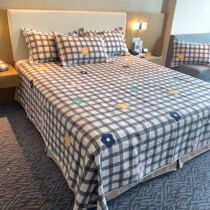 Pure cotton rough cloth sheets three-piece thickened encrypted plaid cotton hemp cotton machine-washable mat can not afford ball linen