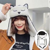 Hat autumn women winter electric car riding windproof hat Wind shield Lei Feng hat Ear protection warm cotton hat male Korean version of the cute