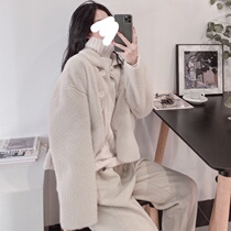 South Korea 2022 Spring and autumn new fashion womens clothing 100 hitch a small subblouse short outside wearing a ferret-knitted cardiovert