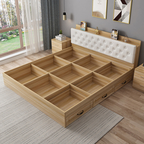 Bed Modern simple tatami bed 1 5-meter board bed Double bed 1 8-meter high box floor-to-ceiling storage bed saves space